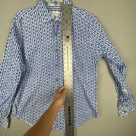 Robert Graham Large Classic Fit Long Sleeve Geometric Floral Cotton/Linen Shirt - Picture 3 of 8